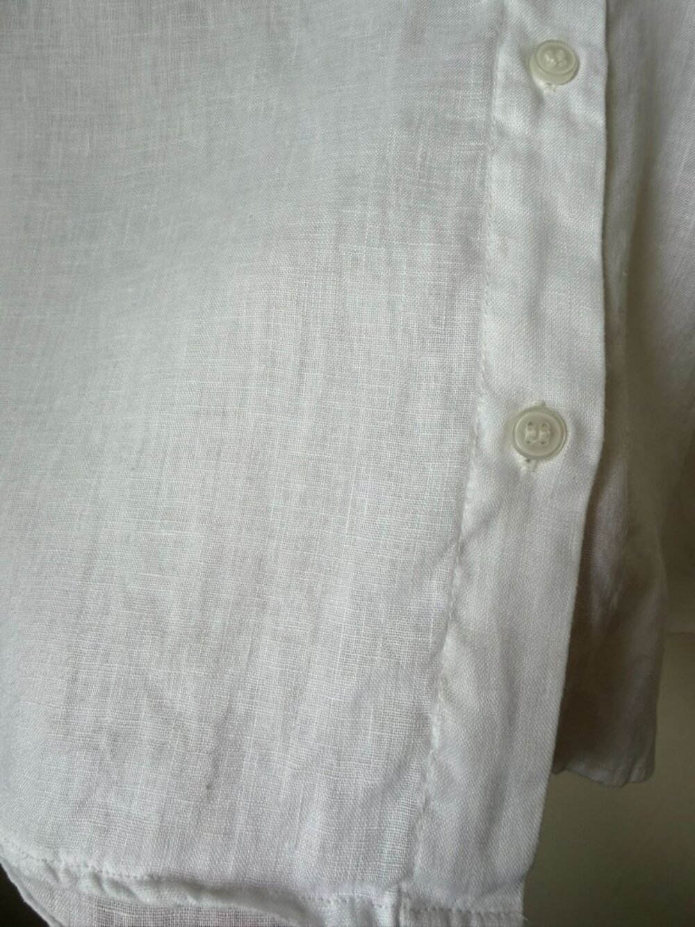 H&M Linen Blend Button Down Shirt Beige Short Sleeve Relaxed Top Womens XS Casua - Picture 3 of 8